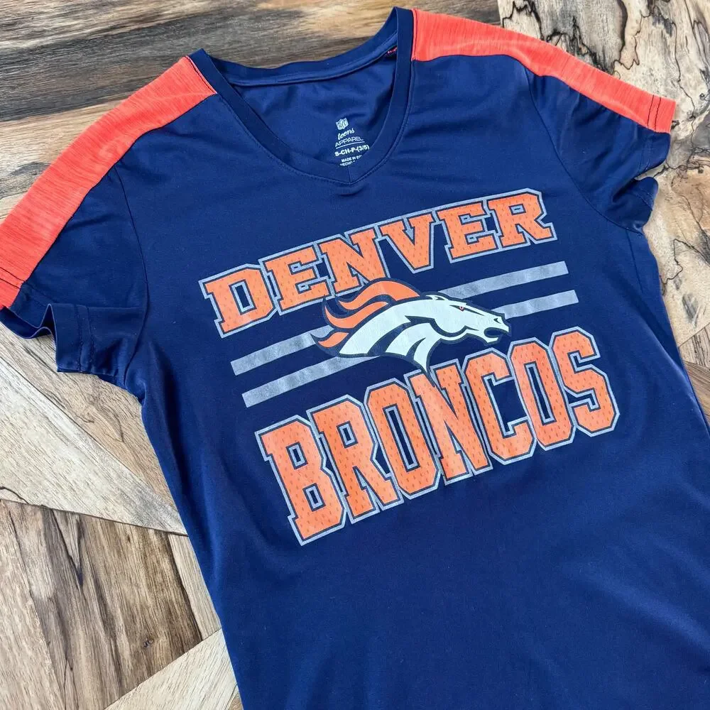 Denver Broncos Teens NFL Team Apparel Top Football Navy Orange - Youth Small - Picture 3 of 8
